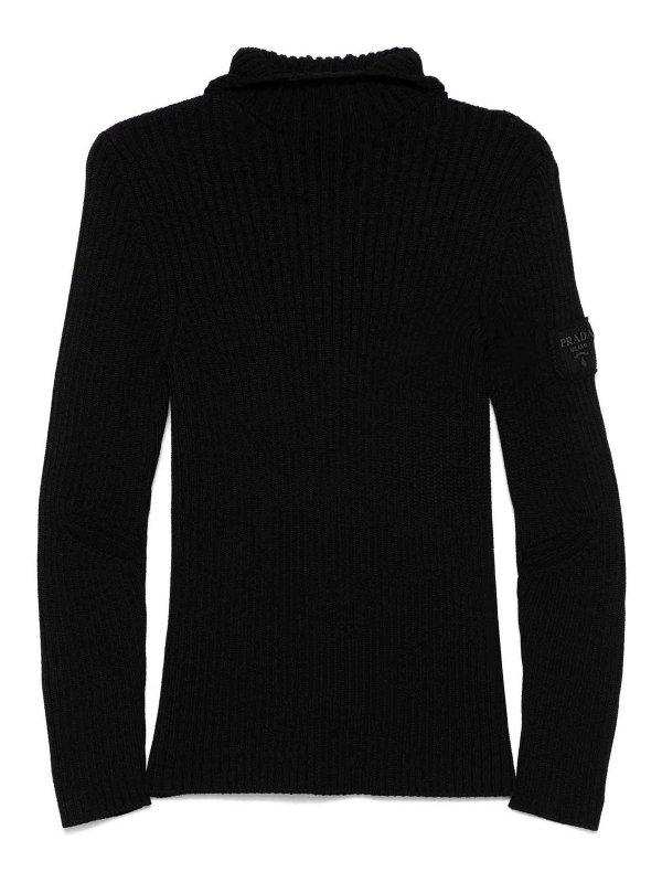 PRADA: Sweatshirts & Sweaters - Ribbed-Knit Hoodie