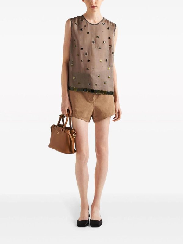 PRADA: cross body bags online - Small Belted Leather Two-Way Bag