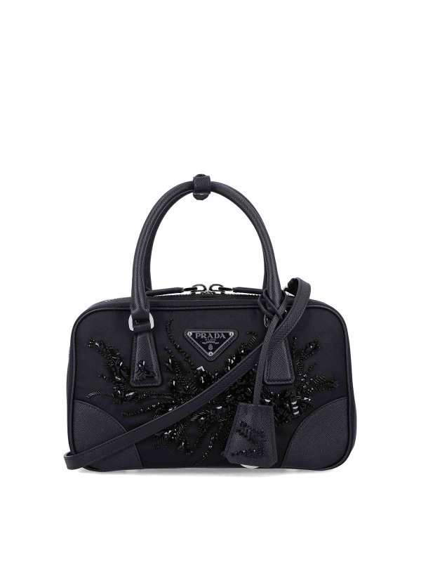 PRADA: cross body bags - Embroidered Detailing Mini Bag