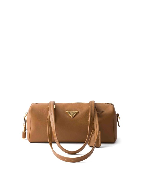 PRADA: cross body bags - Medium Leather Top-Handle Bag With Padlock