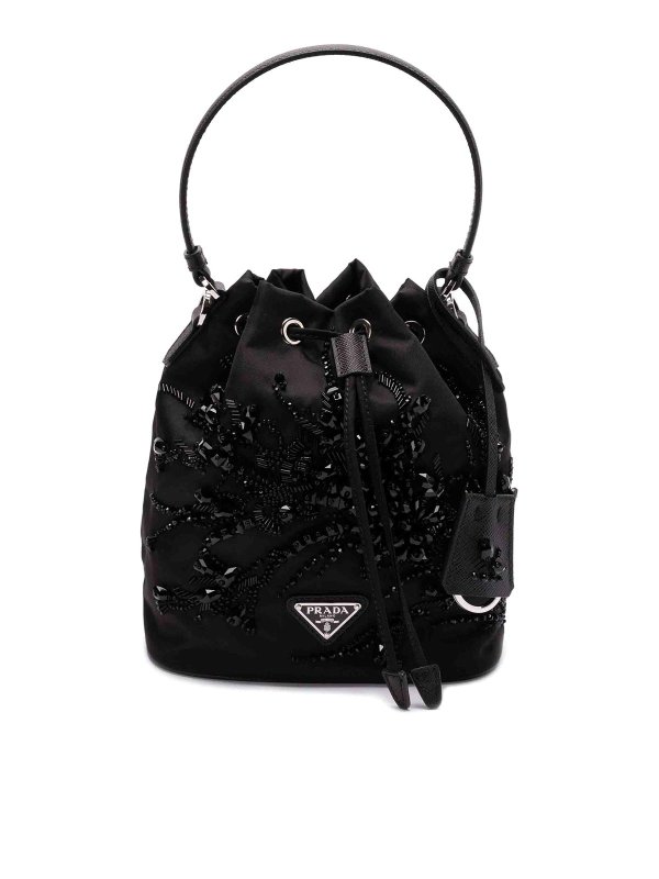 PRADA: cross body bags - Enamel Triangle-Logo Tote Bag