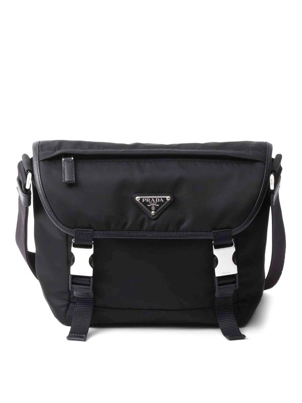 PRADA: cross body bags - Re-Nylon And Saffiano Leather Shoulder Bag