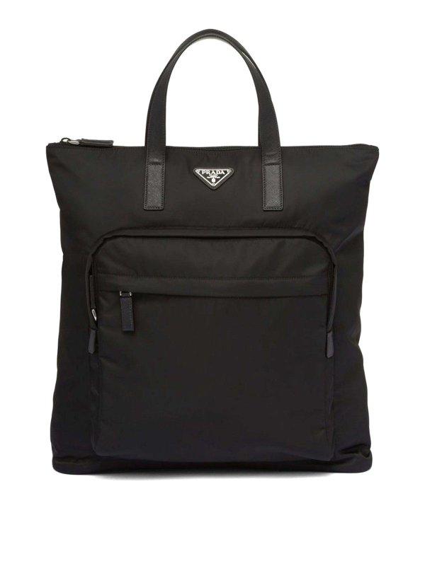 PRADA: cross body bags - Re-Nylon Saffiano-Leather Tote Bag