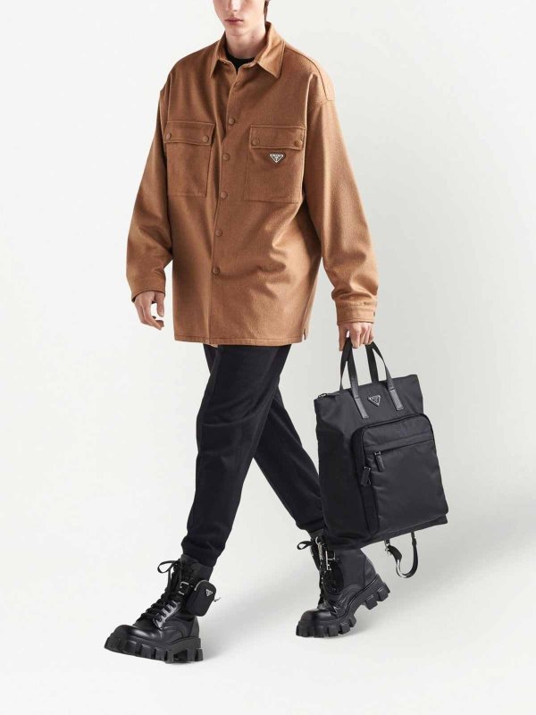 PRADA: cross body bags online - Re-Nylon Saffiano-Leather Tote Bag