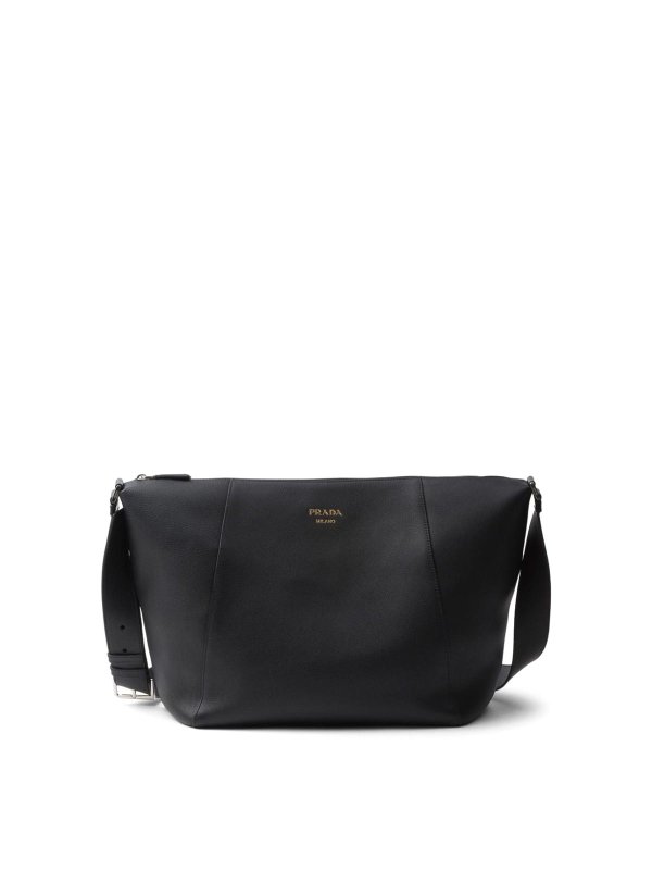 PRADA: cross body bags - Logo-Stamp Leather Shoulder Bag