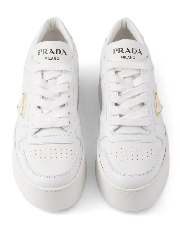 Downtown Bold Leather Sneakers shop online: PRADA
