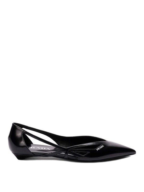 PRADA: classic shoes - 15Mm Cut-Out Leather Ballerina Shoes