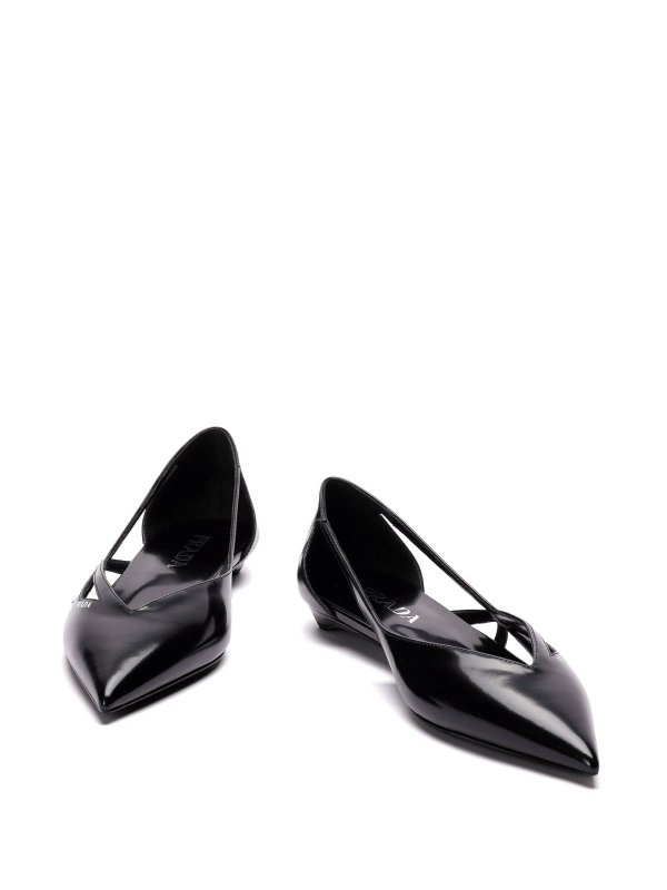 The Best Shops PRADA: classic shoes - 15Mm Cut-Out Leather Ballerina Shoes