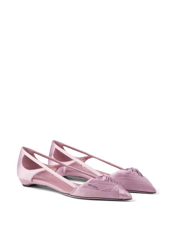PRADA: flat shoes online - Satin-Finish Cut-Out Ballerinas