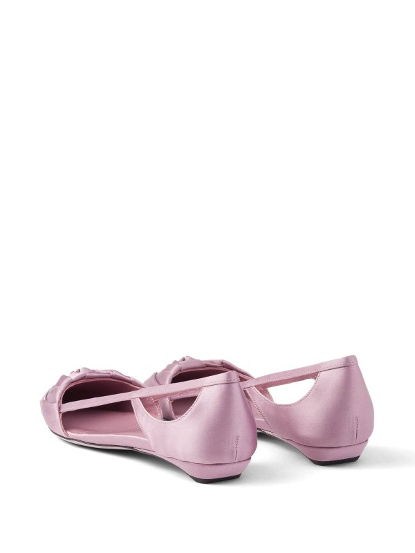 The Best Shops PRADA: flat shoes - Satin-Finish Cut-Out Ballerinas