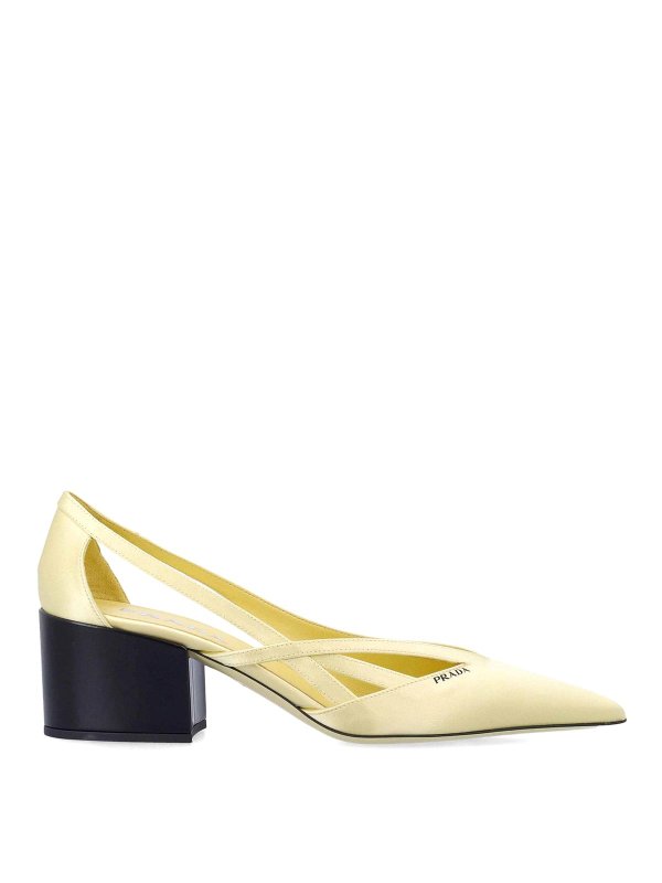 PRADA: court shoes - 55Mm Satin Cut-Out Pumps
