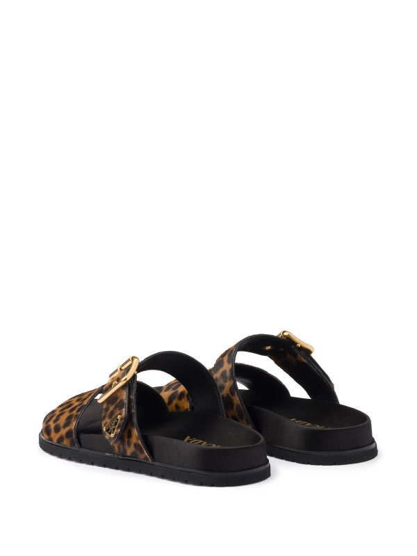 The Best Shops PRADA: sandals - Triangle-Logo Animal-Print Sandals