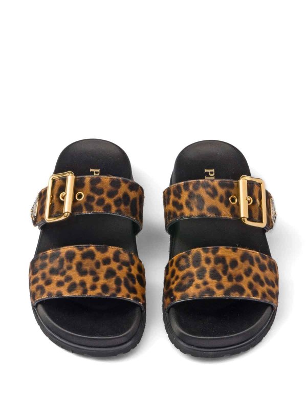 Triangle-Logo Animal-Print Sandals shop online: PRADA