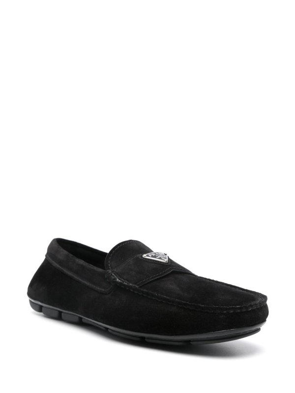 PRADA: classic shoes online - Logo-Plaque Loafers