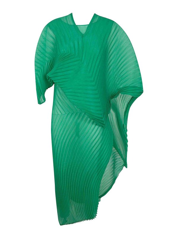PLEATS PLEASE ISSEY MIYAKE: Knielange Kleider - Knielanges Kleid - Grün