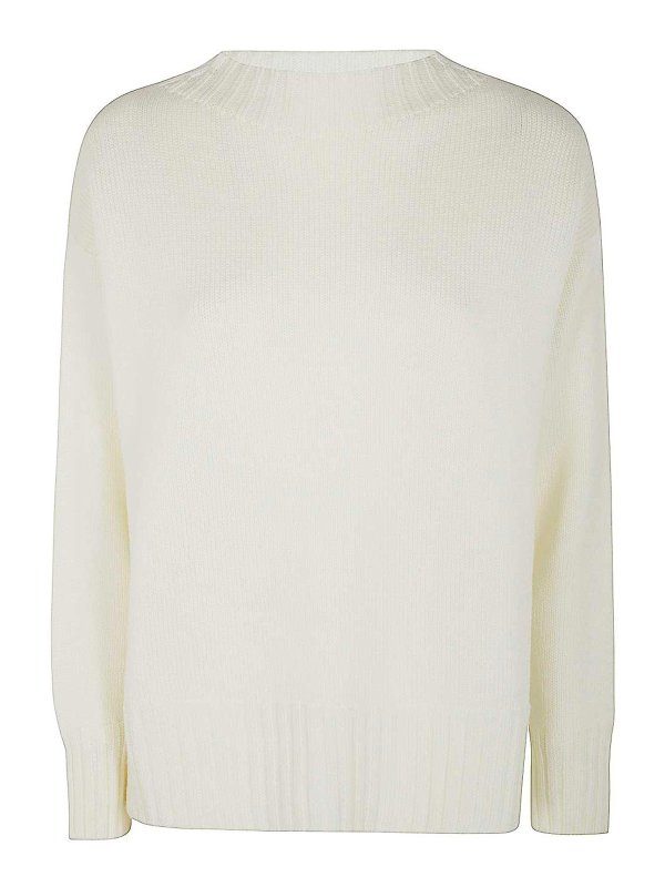 DRUMOHR: Strickpullover mit Rundhalsausschnitt - Rundhalspullover - Weiß