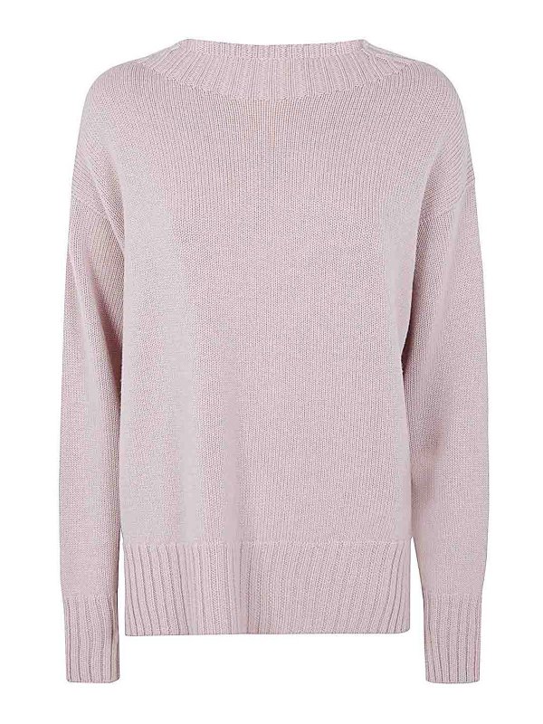 DRUMOHR: Strickpullover mit Rundhalsausschnitt - Rundhalspullover - Rosa