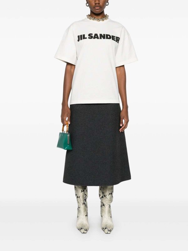 The Best Shops JIL SANDER: Strickpullover mit Rundhalsausschnitt - Rundhalspullover - Weiß