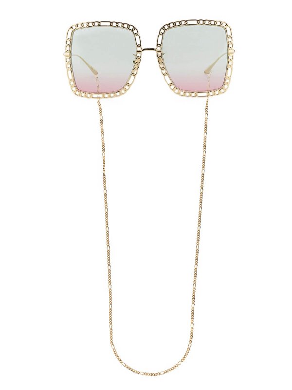 GUCCI: Occhiali online - Occhiale Da Sole Rettangolare Con Catena