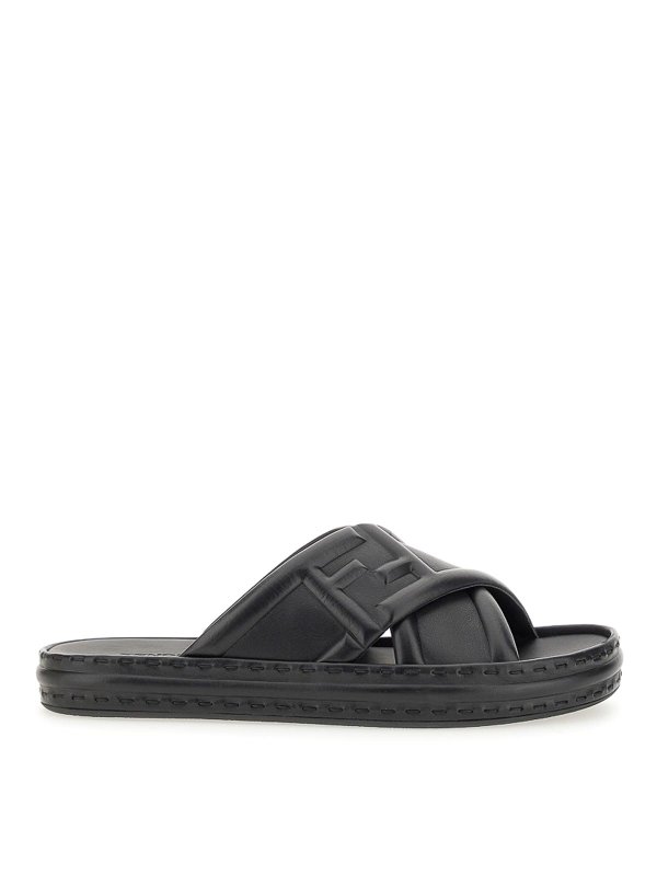 FENDI: sandals - Black Leather Sandal