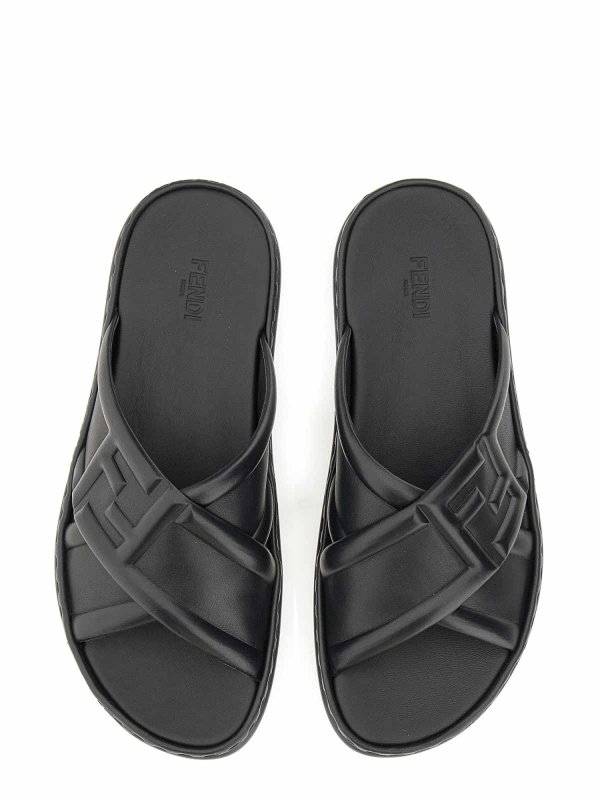 FENDI: sandals online - Black Leather Sandal