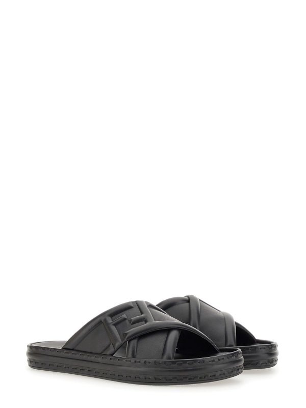 Black Leather Sandal shop online: FENDI