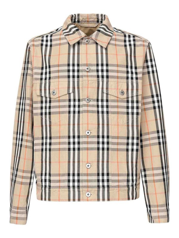 BURBERRY: casual jackets - Check Cotton Jacket