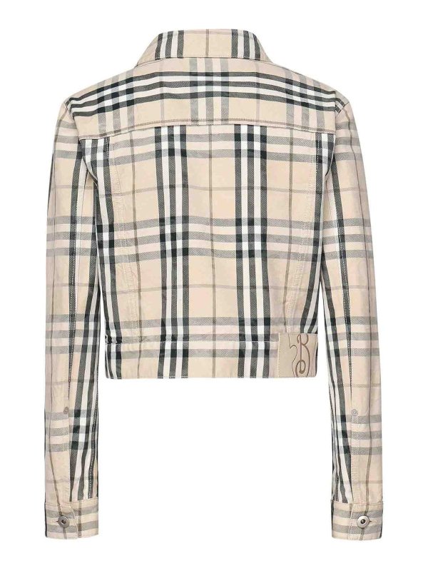 BURBERRY: casual jackets online - Cropped Check Denim Jacket