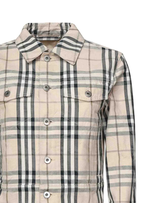The Best Shops BURBERRY: casual jackets - Cropped Check Denim Jacket