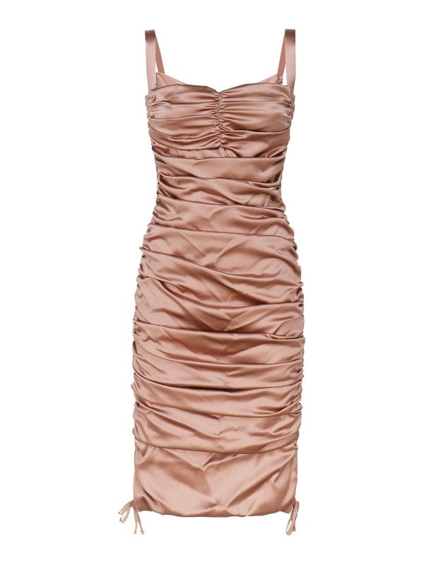 DOLCE & GABBANA: abiti lunghi - Abito midi in seta stretch