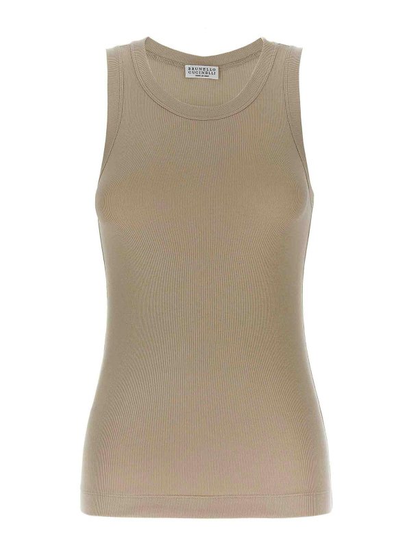 BRUNELLO CUCINELLI: Tops y camisetas sin mangas - Top - Beis