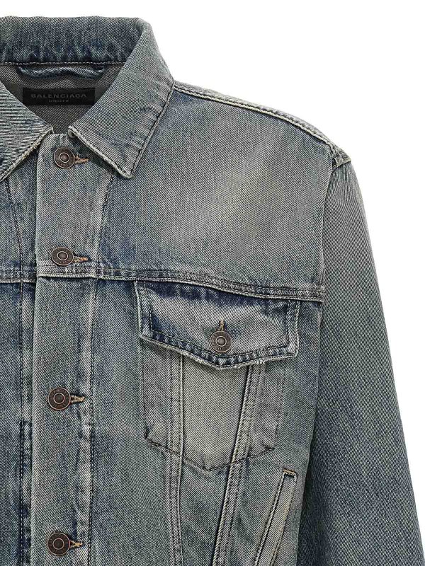 The Best Shops BALENCIAGA: blazers - Rhinestone Logo Denim Jacket