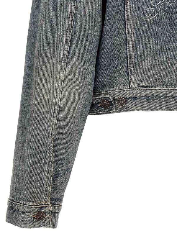 Rhinestone Logo Denim Jacket shop online: BALENCIAGA