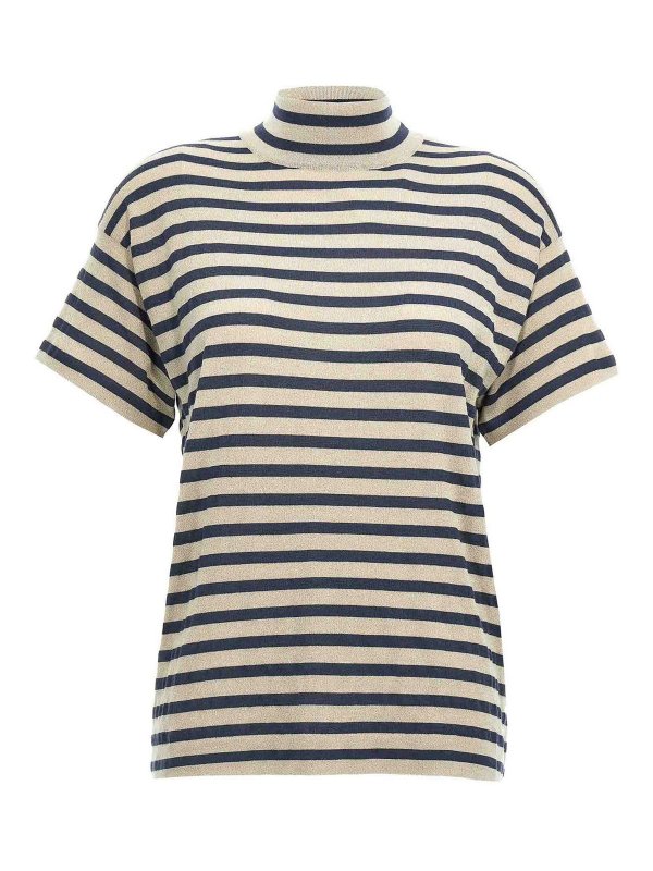 BRUNELLO CUCINELLI: cardigans - Sparkling Stripe Sweater