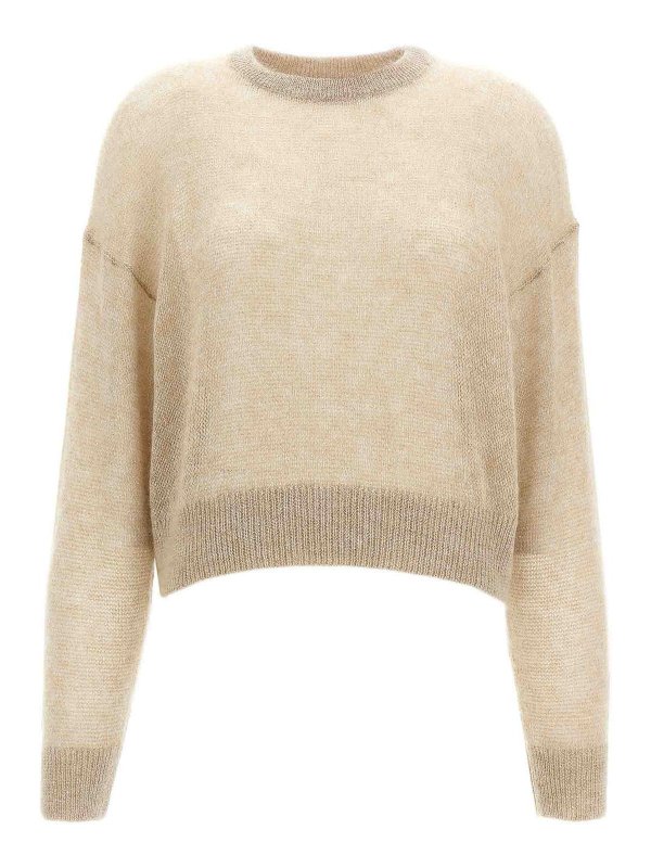 BRUNELLO CUCINELLI: Suéteres con cuello pico - Suéter Cuello Redondo - Beis