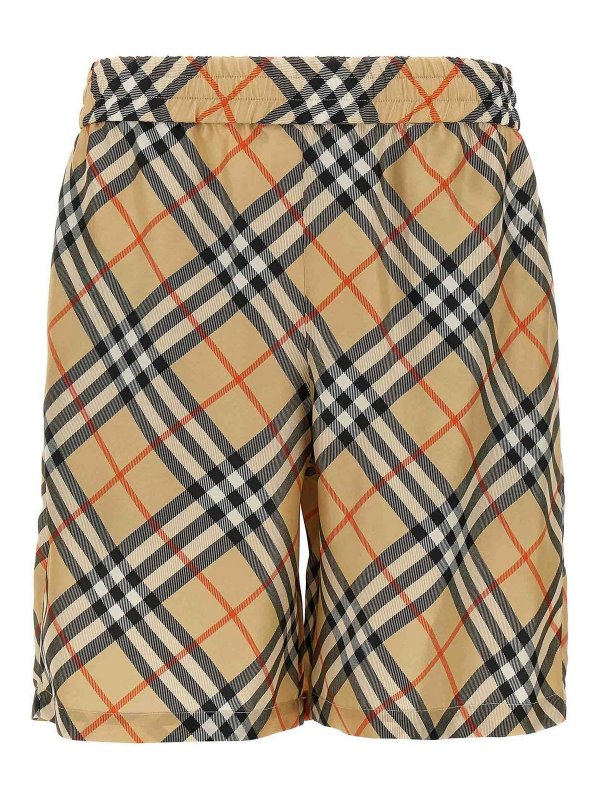 BURBERRY: Trousers Shorts - Check Silk Bermuda Shorts