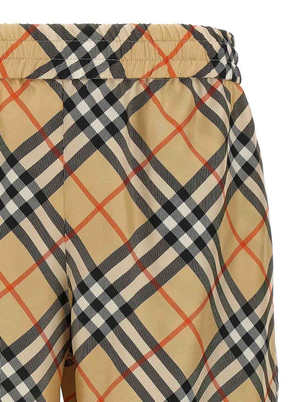 The Best Shops BURBERRY: Trousers Shorts - Check Silk Bermuda Shorts