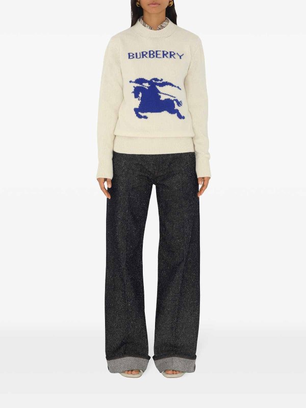 BURBERRY: Pull col rond online - Pull Col Rond - Crème