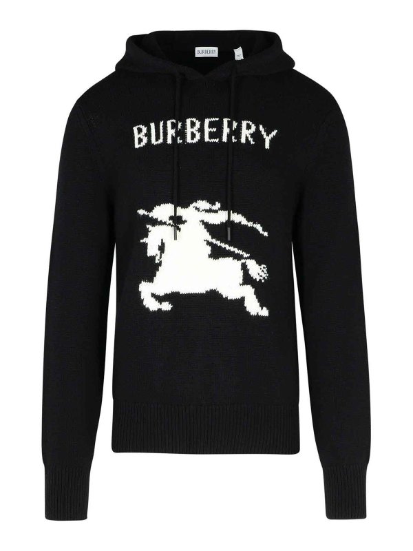 BURBERRY: crew necks - Black Wool Blend Sweater