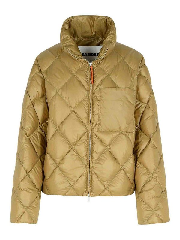 JIL SANDER: casual jackets - Beige Polyamide Down Jacket