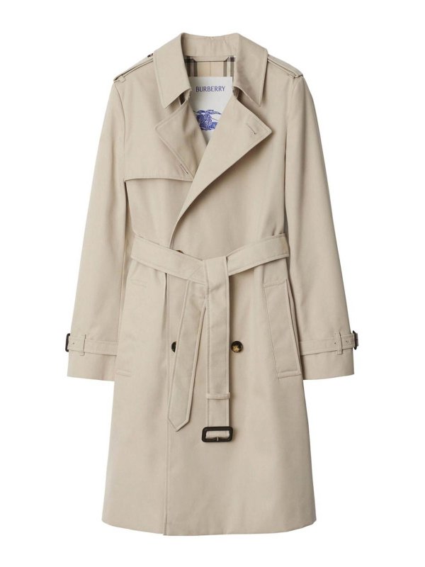 BURBERRY: knee length coats - Beige jacket