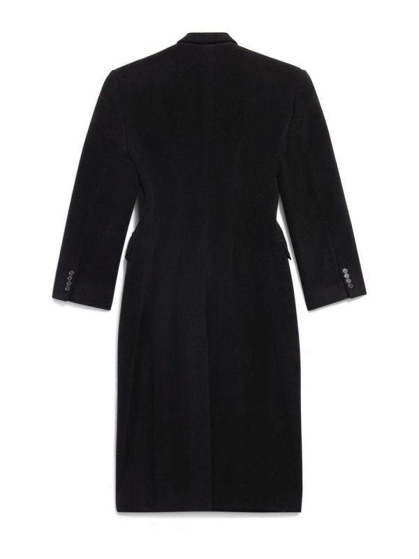 BALENCIAGA: knee length coats online - Black jacket