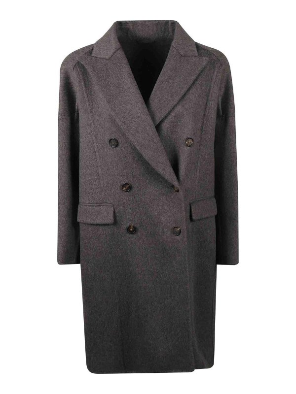BRUNELLO CUCINELLI: Abrigos semilargos - Abrigo Midi - Negro