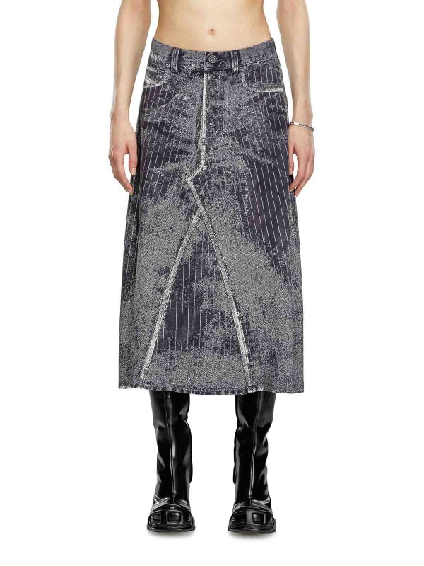 DIESEL: ニーレングススカート＆ミディ丈 online - 膝丈/ミディスカート - 黒