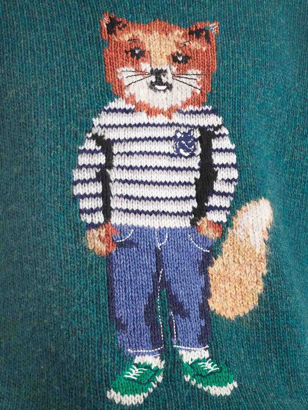 The Best Shops MAISON KITSUNÉ: Strickpullover mit Rundhalsausschnitt - Rundhalspullover - Grün