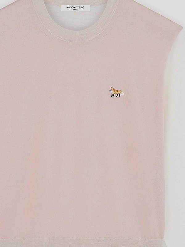 The Best Shops MAISON KITSUNÉ: Strickpullover mit Rundhalsausschnitt - Rundhalspullover - Rosa