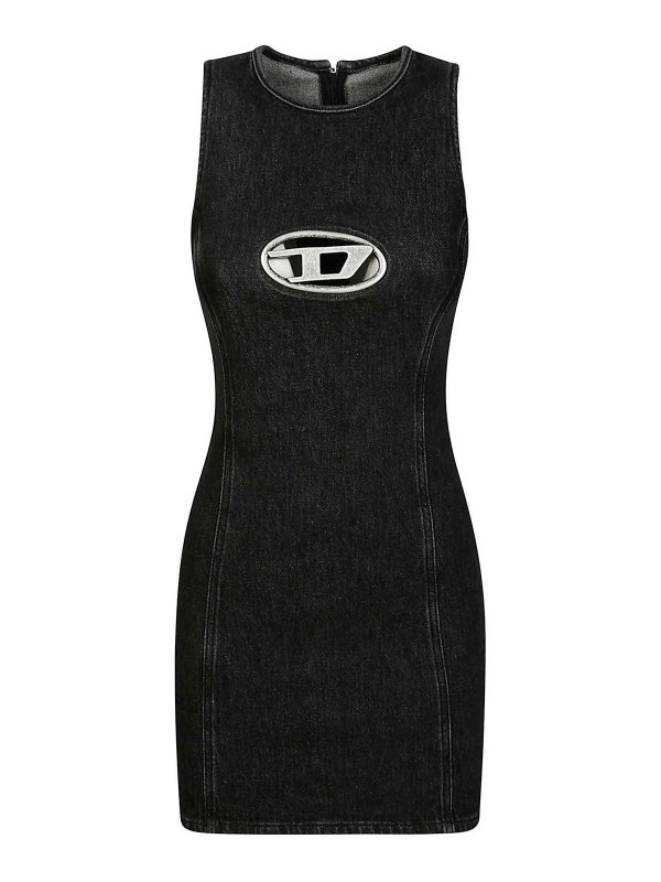 DIESEL: Robe longueur genou - Robe Au Genou - Noir