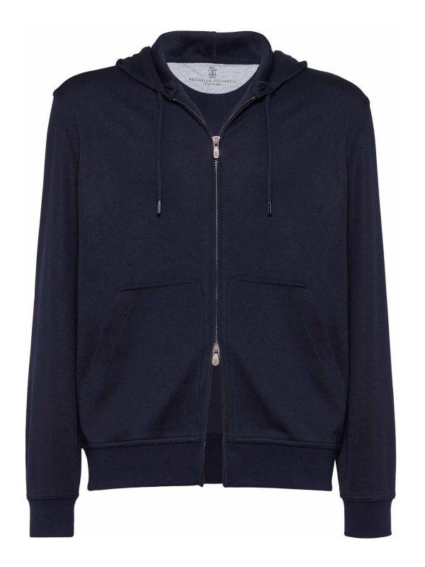 BRUNELLO CUCINELLI: Sudaderas y suéteres - Sudadera - Azul Oscuro