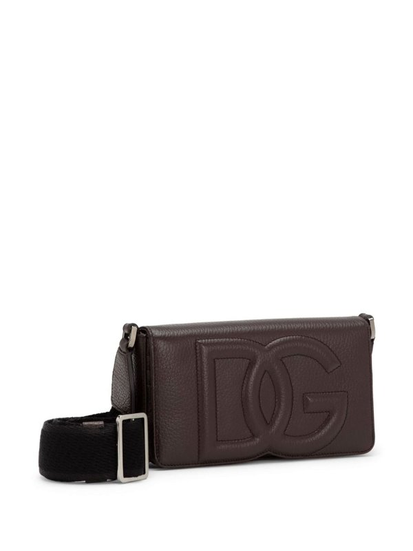 The Best Shops DOLCE & GABBANA: cross body bags - Leather Shoulder Bag With Embossed Logo