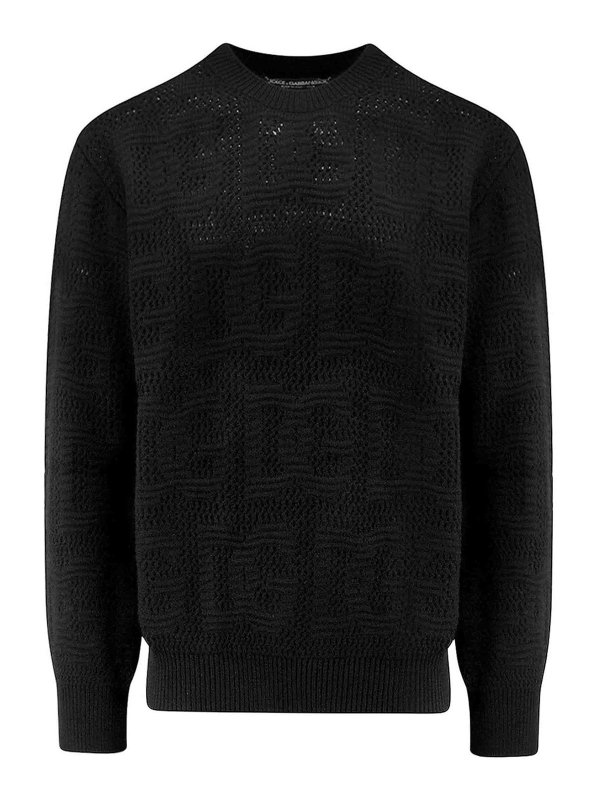 DOLCE & GABBANA: Strickpullover mit Rundhalsausschnitt - Rundhalspullover - Schwarz